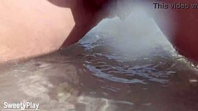 BBW's Shaved Pussy Pees on Crowded Public Beach