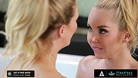 Cherie DeVille and Aaliyah Love passionately massage their husband with nuru.