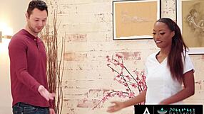 Stacked ebony goddess enjoys nuru massage ride.