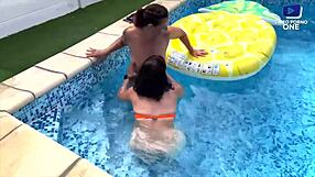 feeling the passion as this brunette in lingerie fucks her best friend