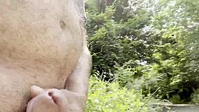 I explore my big cock in the woods all alone