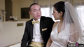 On her wedding day, Italian bride Valentina Nappi gets buttplugged before anal.