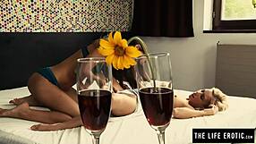 two skinny lesbians masturbate to huge orgasms together