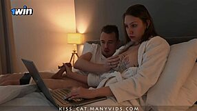 Step Mom Helps Step Son Cum In Shared Bed With Handjob And Tight Pussy!