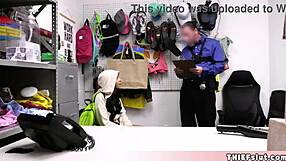 shoplifter's hairy pussy punished hard by security guard