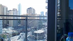 Hot Gamer Girl Teases With Clothed Flashing On Balcony