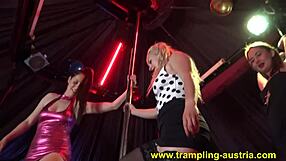 Goddess mistress tramples bound girls in femdom domination bondage fetish