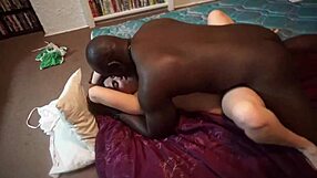 White wife licks black ass and fucks bbc lover bare in front of husband