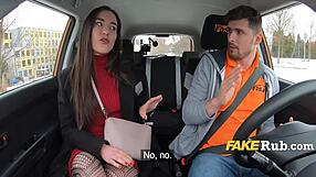 INTENSE SEX in DRIVING SCHOOL without PANTIES, hardcore instruction in CAR
