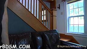 Sadomasochism training with rough bondage and sloppy blowjob