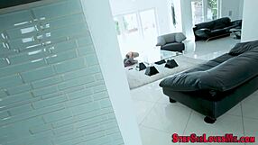 Teen stepsis gets her tight pussy licked and blown by a monster cock.