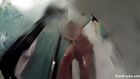 I, Romi Rain, shower and masturbate my big tits and ass, feeling so good, uh, nude