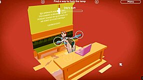 In this hentai game, fucking the lamp as anal plug