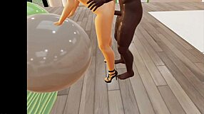 Big ass bent over for doggystyle anal, taking a monster cock in 3d cartoon gym.