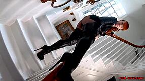Mischievous milf red xxx teases in her leather boots