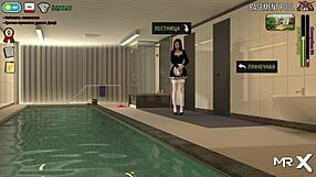 fashion business touching sexy ass in hall