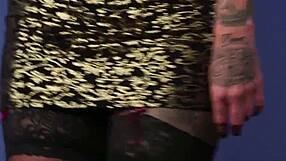 Busty inked Britt demands cock and facial in close-up stockings and lingerie action