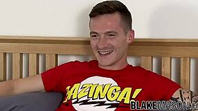 Is twink Daniel Scott ready for his cumshot interview while masturbating his big cock?