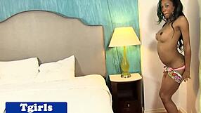 seductive nubian trans jerking with intense pleasure