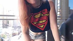 Hot Gamer Girl Teases With Clothed Flashing On Balcony