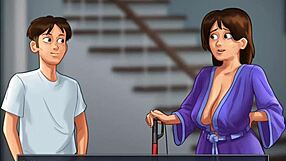 3D animated game with hot milf stepmom giving a massage