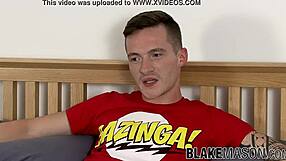 Is twink Daniel Scott ready for his cumshot interview while masturbating his big cock?