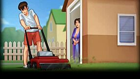 3D animated game with hot milf stepmom giving a massage