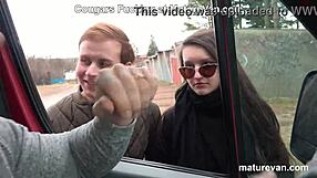 Cougar Picks Up Lost Couple in a Van for Wild Group Action on the Road.