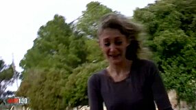 Narrative skinny french blonde milf fucked in ass for money in warehouse