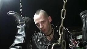 sleazy punks in darkroom engage in intense gay group action