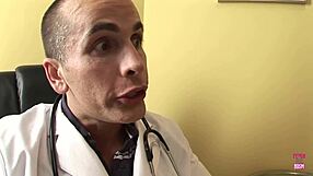 Skinny blonde gets a wild ride in the doctor's office