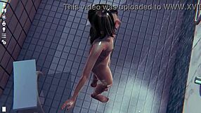 Skinny Shower Fuck in 3D Cartoon