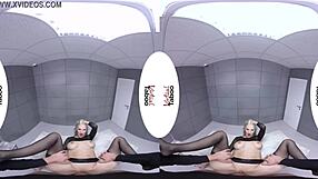 Beautiful blonde gets free sex in virtual reality world