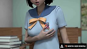 Busty hentai teacher shows sex techniques.