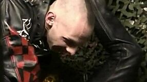 sleazy punks in darkroom engage in intense gay group action