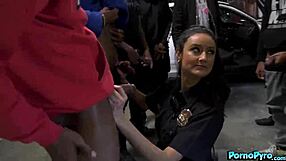 Latina Police Officer Eliza Ibarra Deepthroats Gang Of Black Thugs.