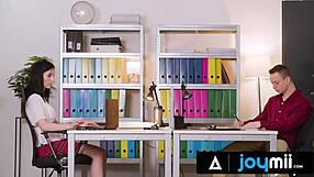 Nikki Fox rides big cock in office.