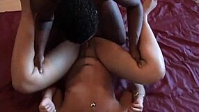 Marie bends over for doggy-style fucking by a big black cock on the carpet