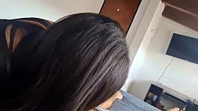 The maid wears tight shorts while cleaning the house