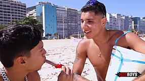 Sucking Popsicle Seller's Dick Met On The Beach