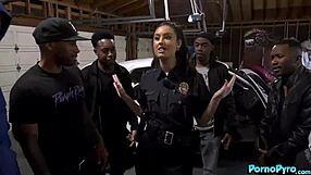 Latina Police Officer Eliza Ibarra Deepthroats Gang Of Black Thugs.