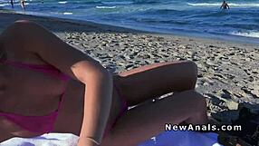 Blonde girlfriend in bikini gets anal fucked by big cock