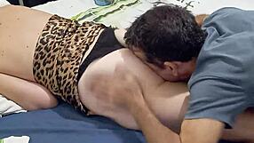 blonde french slut in leopard babydoll fucks and sucks