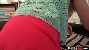 Blonde teen gets drilled outdoors