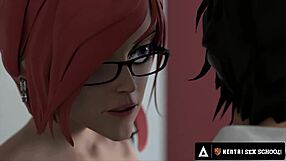 Busty hentai teacher shows sex techniques.