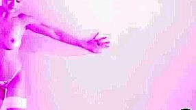 Latina teen Mia Valentine strips in lingerie, showing her big ass and pussy during posing.