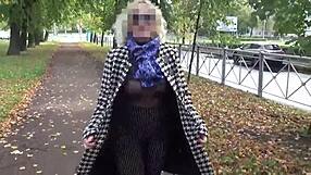 Nylon Big Boobs Milf Walks Outdoors In See Through Outfit For Solo Amateurs