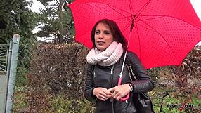 French girl joined a stranger in a van to get her pussy toasted