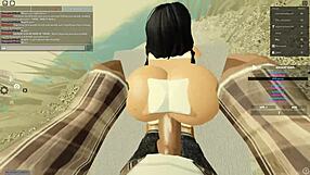 Latina whore bends over for deepthroat and doggystyle in Roblox porn