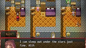 In harem game ep 14, redhead milf blocks him with giant tits emotionally